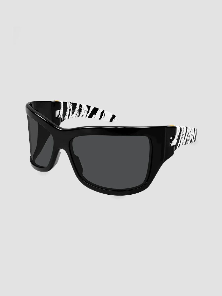 Bottega Veneta Women's Intrecciato 74MM Oversized Wrap Sunglasses - Black