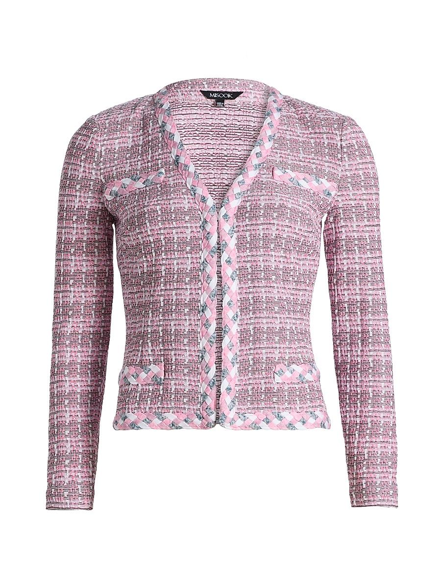 Women's Tweed Knit Jacket - Pink Parfait Multi - Size XXL