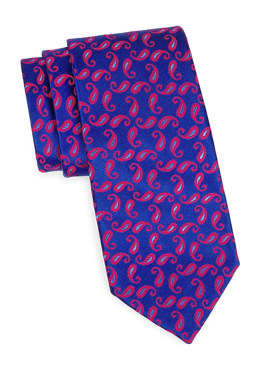 Men's Paisley Silk Tie - Blue Pink