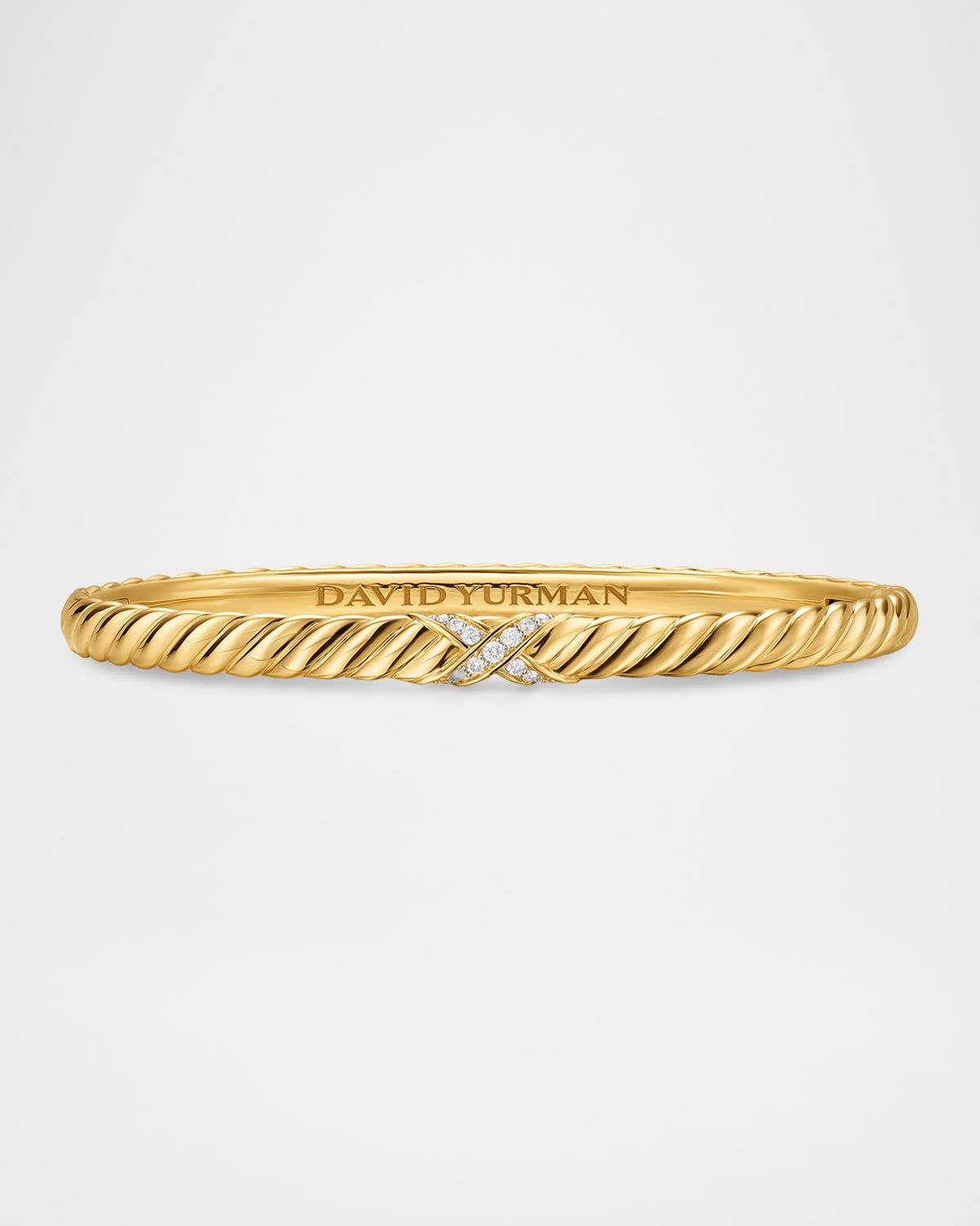 Sculpted Cable X Bracelet with Diamonds in 18K Gold