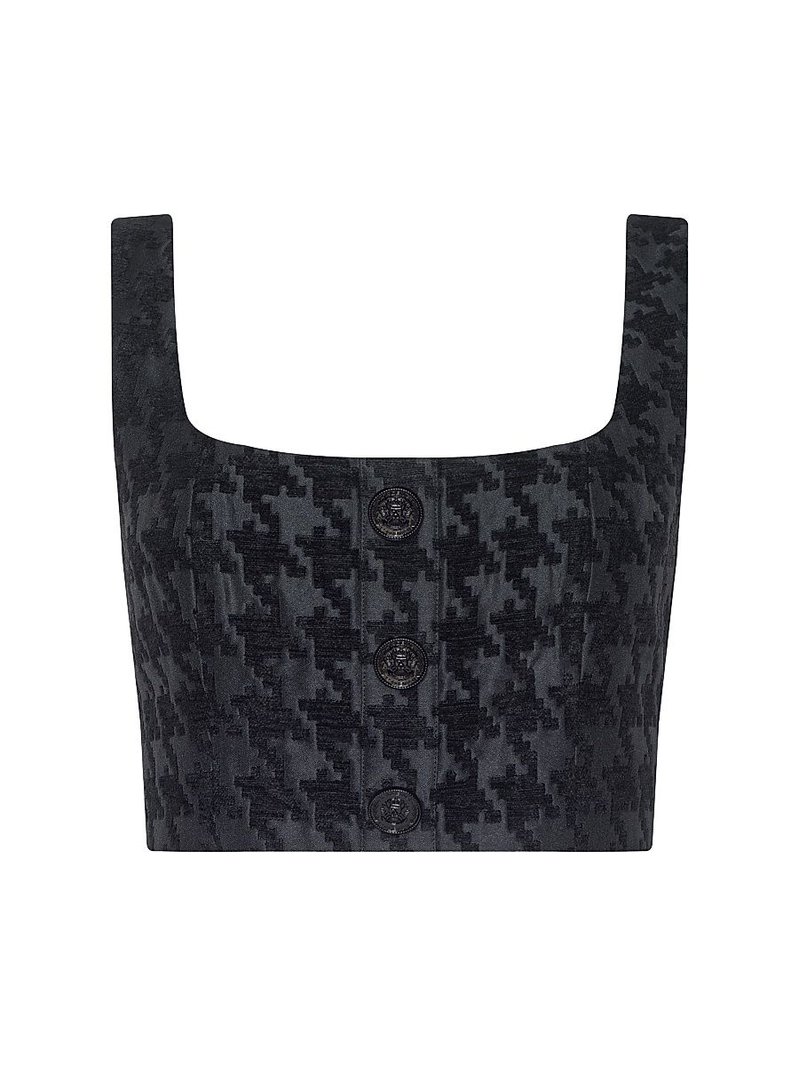 Women's Maylin Houndstooth Bralette Tank - Black Black Hounds Tooth - Size XXL