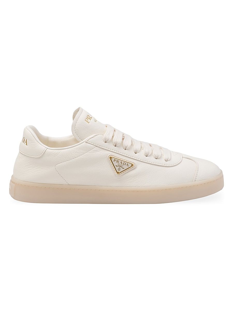 Women's Leather Sneakers - Beige Khaki - Size 6.5