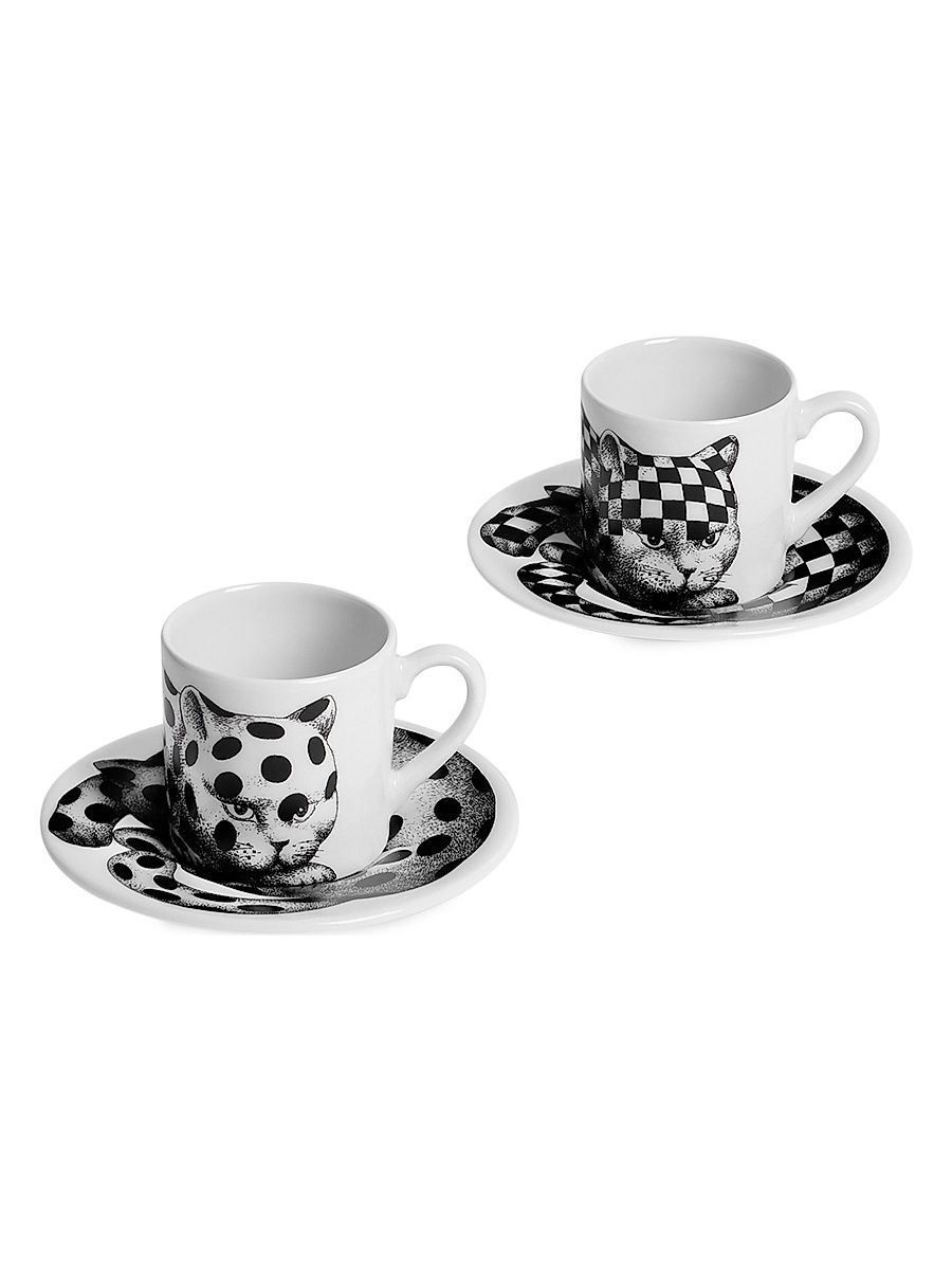 High Fidelity Starry 2-Piece Coffee Mug & Saucer Set - Black White