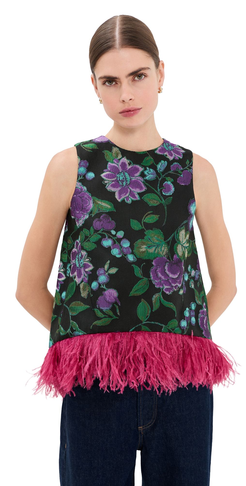 La DoubleJ La Scala Top with Feathers Botanical 44