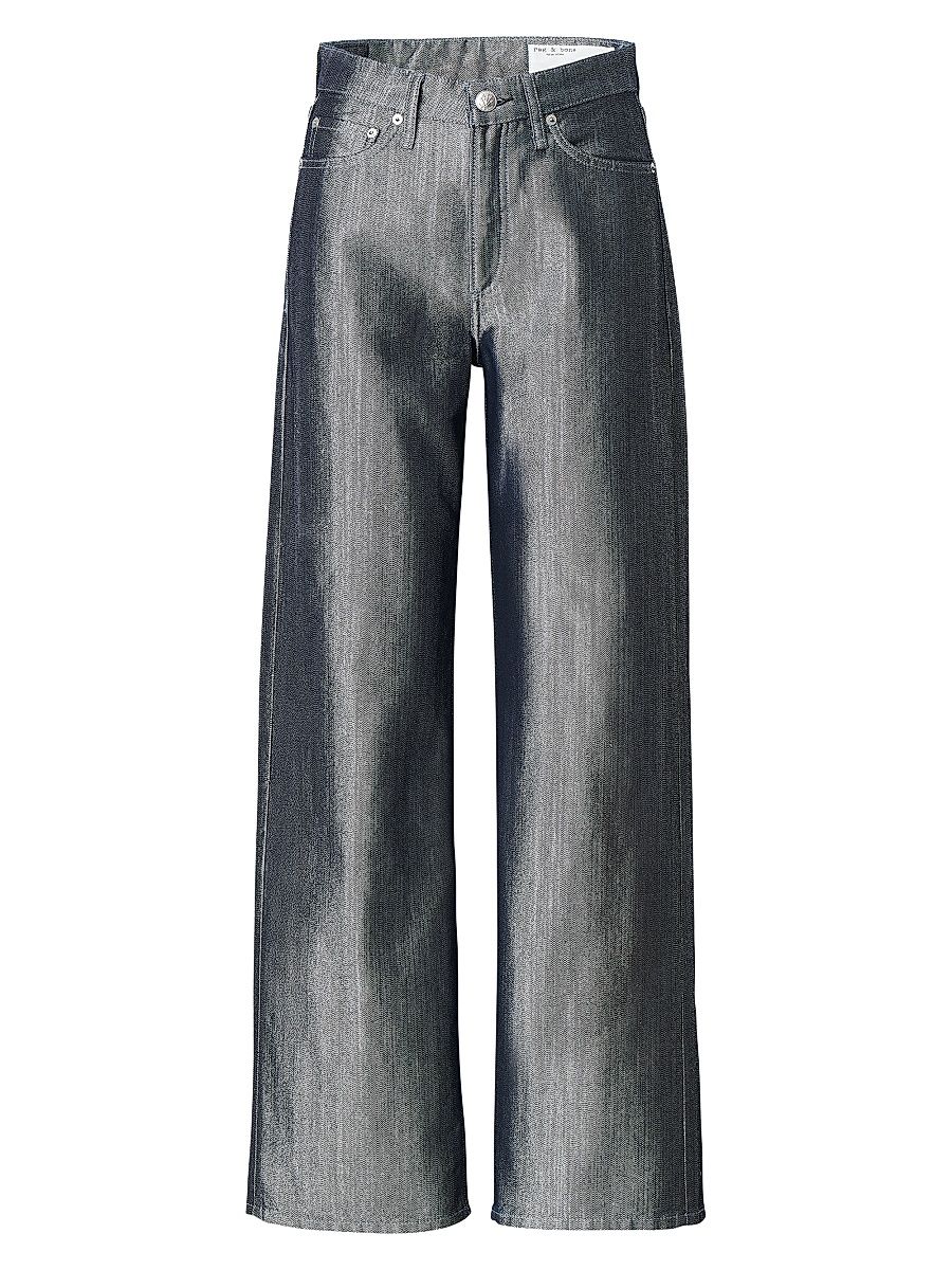 Women's Logan Metallic High-Rise Wide-Leg Jeans - Indigo Lurex - Size 24