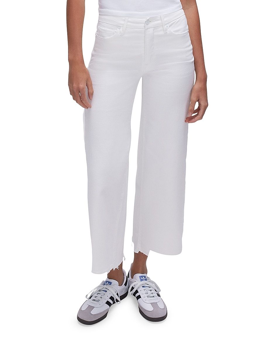 Women's Good Waist Crop Palazzo Jeans - White - Size 8