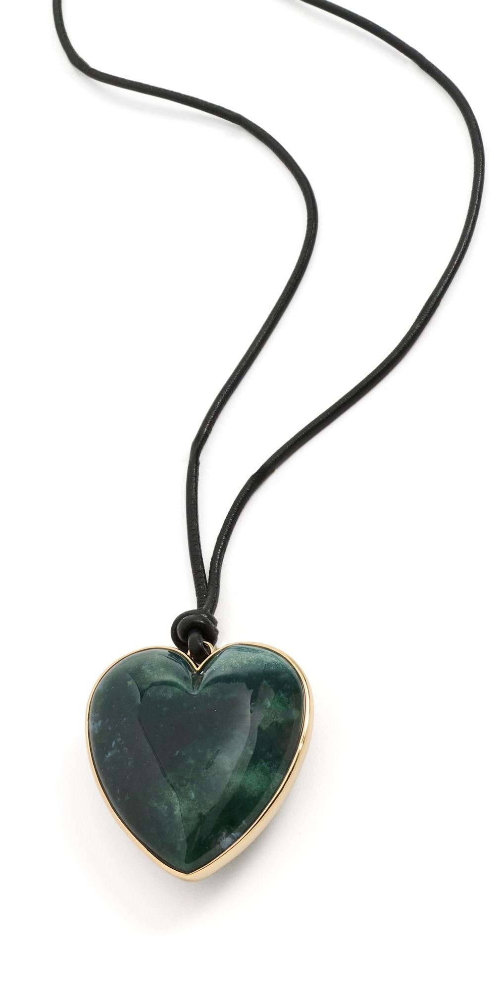 Jennifer Fisher Heart Leather Cord Necklace Green Moss One Size