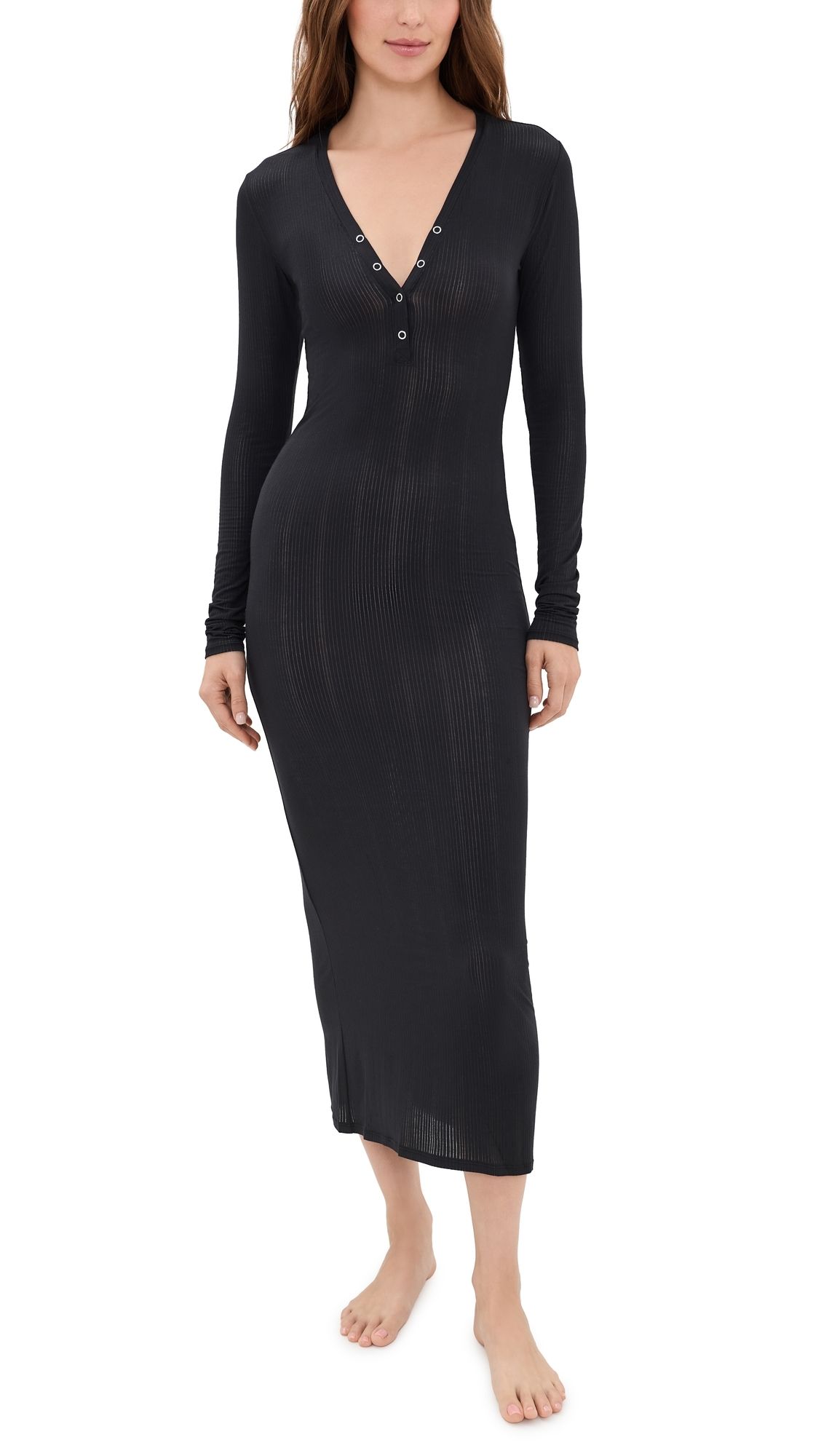 Negative Whipped Henley Sleep Dress Black S