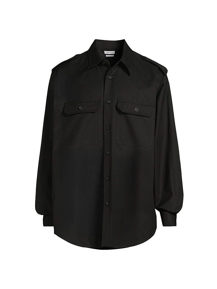 Men's Cotton Utility Shirt - Black - Size 17.5