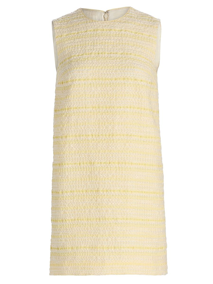Women's Daisy Textured Striped Organza Shift Minidress - Lemon Yellow - Size 12