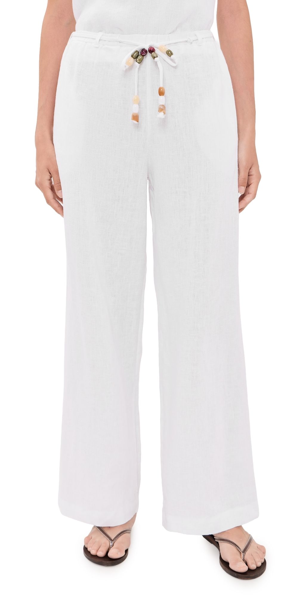 Little Lies Beaded Belt Pants White L