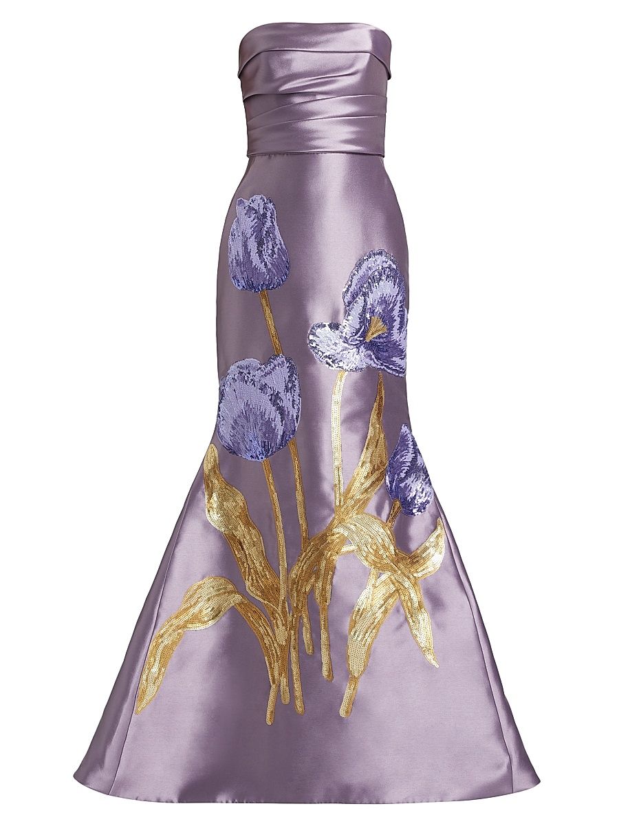Women's Sequin Floral Mermaid Gown - Violet - Size 8