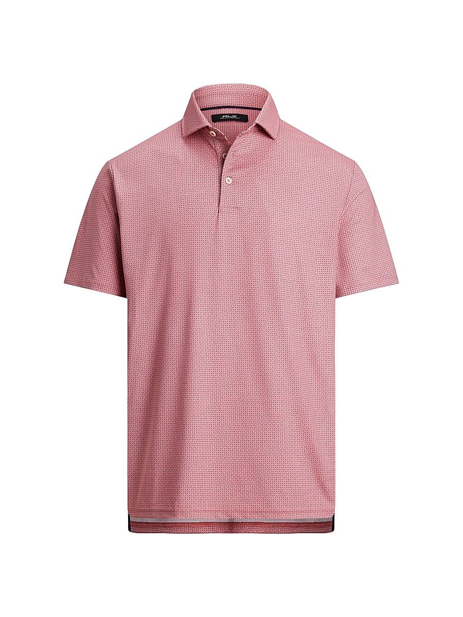 Men's Micro-Print Piqué-Knit Polo Shirt - Desert Rose Petal Boxes - Size XXL