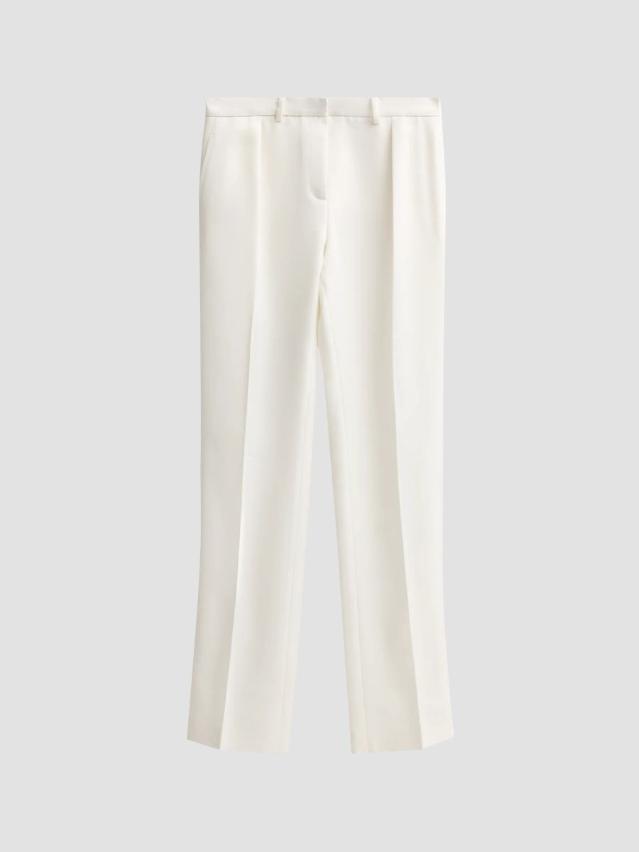 Brandon Maxwell Women's The Irving Wool-Silk Pants - White - Size 8