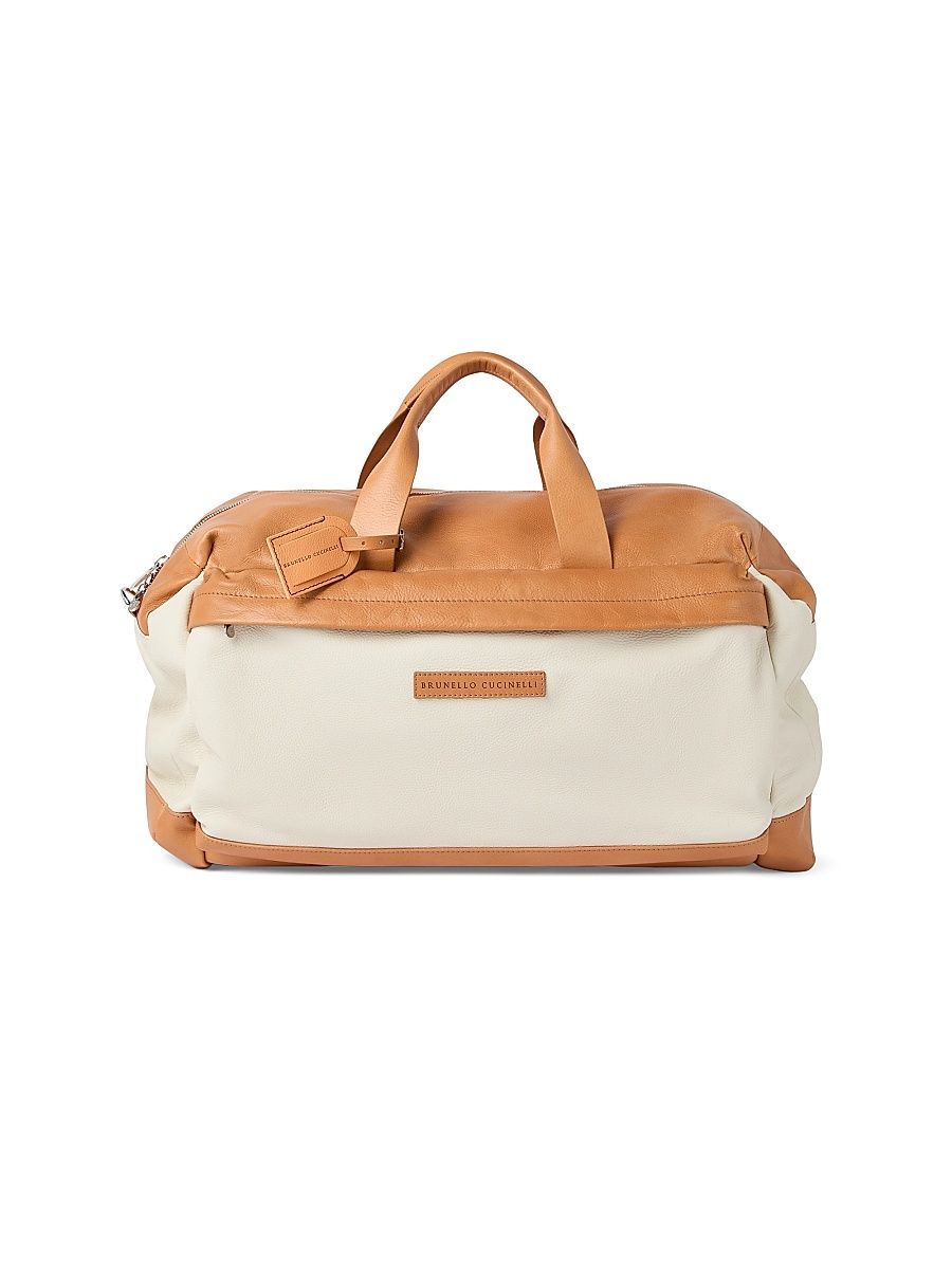 Men's Grained Calfskin and Cowhide Active Bag - Natural