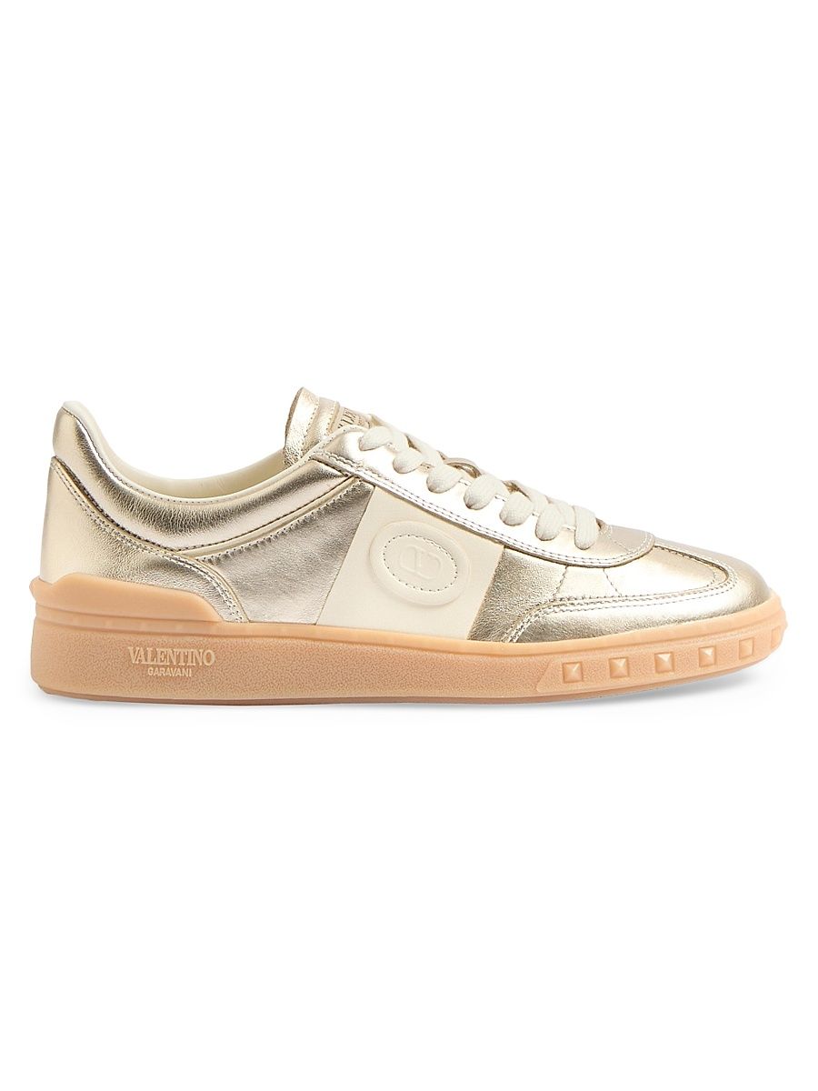 Women's Upvillage Trainer Sneakers in Laminated Calfskin - White Platinium - Size 10.5