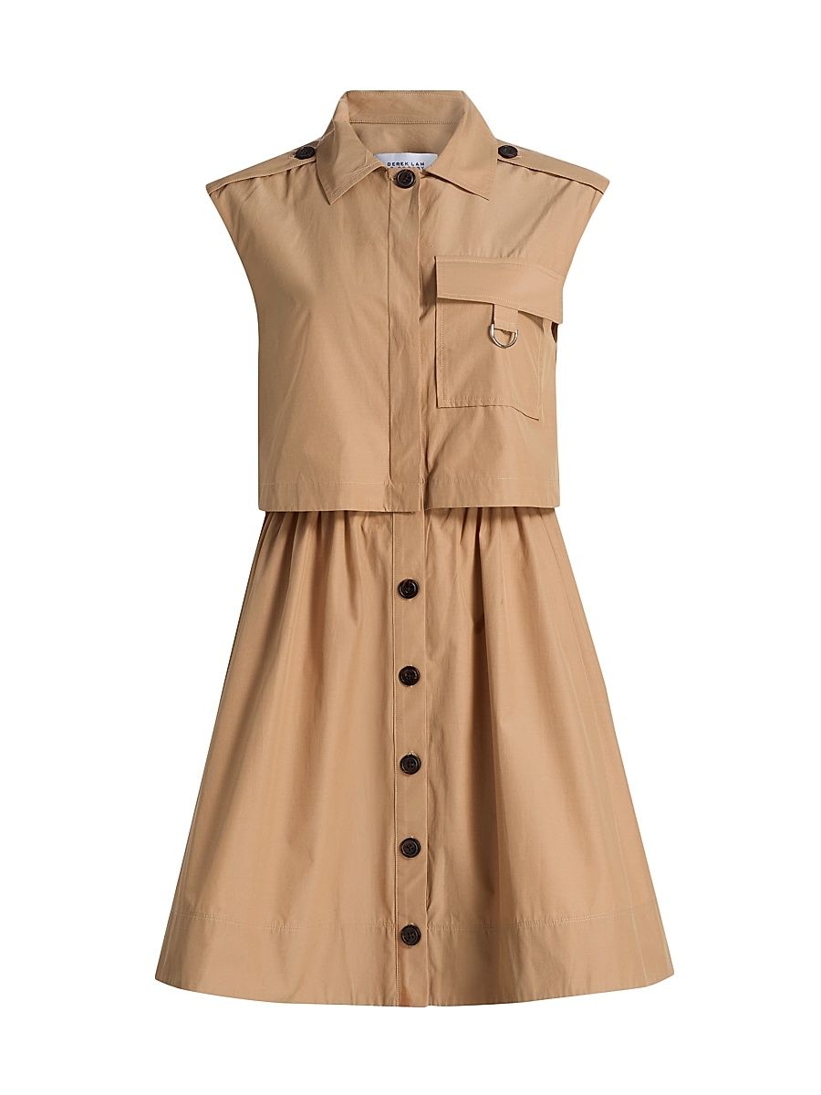 Women's Sequoia D-Ring Pocket Button-Front Minidress - Camel - Size XXL
