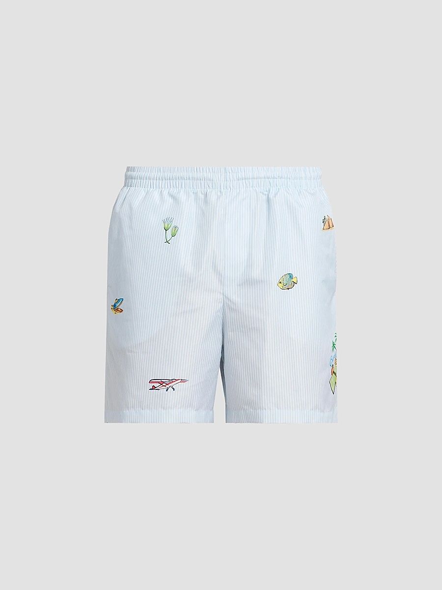 Men's Printed Swim Shorts - Blue - Size XXL