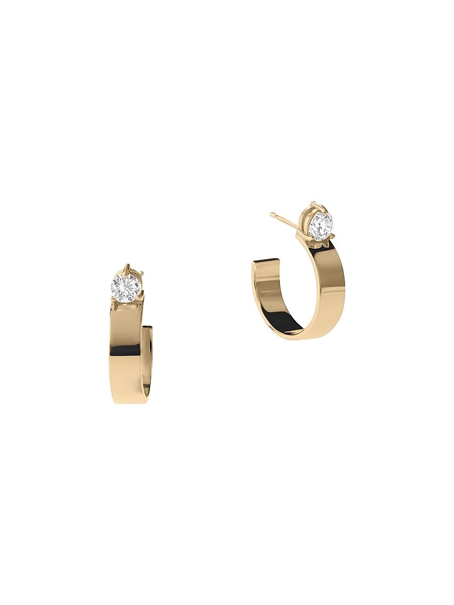 Women's Vanity 14K Yellow Gold & 0.5 TCW Diamond Huggie Hoop Earrings - Yellow Gold