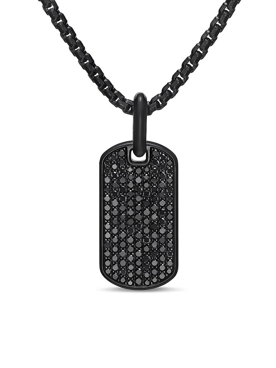 Men's Chevron Tag in Titanium with Sterling Silver, 27MM - Black Diamond