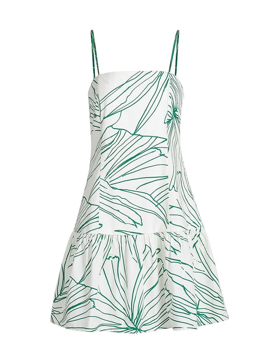 Women's Anita Palm Print Cotton Minidress - Palm - Size 14