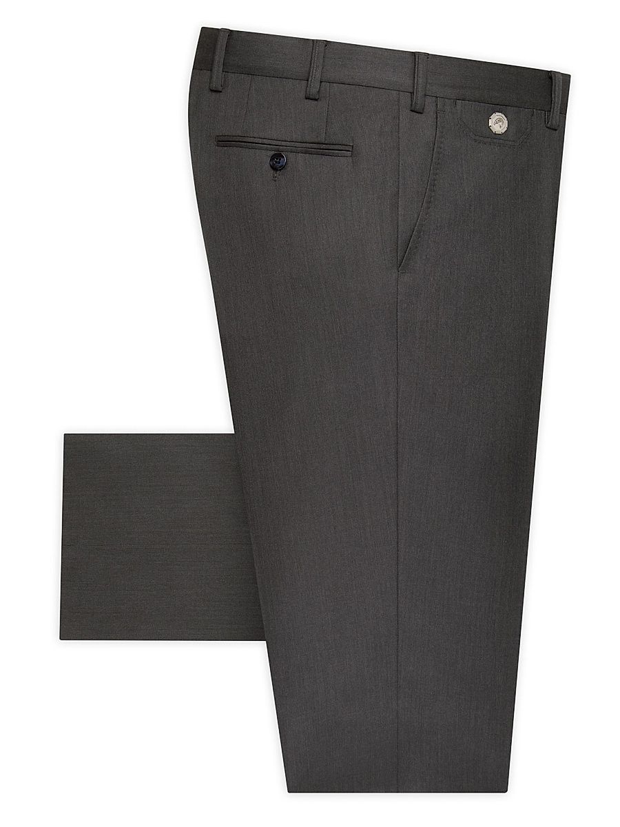 Men's Luxury Sartorial Trousers - Grey Platinum - Size 46