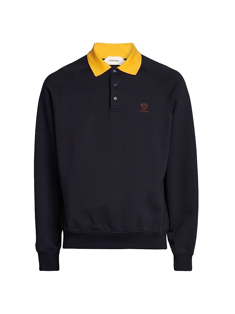 Men's Medusa Collared Sweatshirt - Navy Blue - Size XL