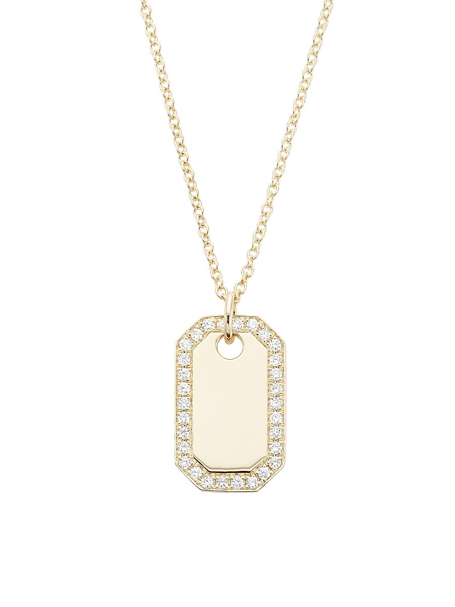 Women's 14K Yellow Gold & 0.40 TCW Diamond Dog Tag Necklace - Yellow Gold