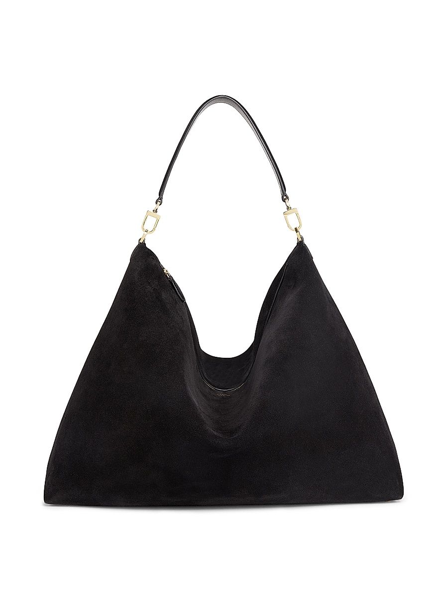 Women's Suede Scoop Tote Bag - Black