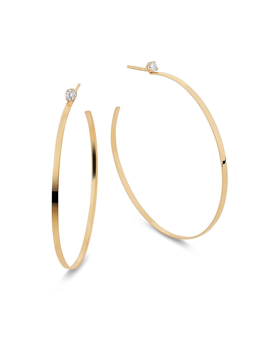 Women's Sunrise Diamond Hoop Earrings - Gold