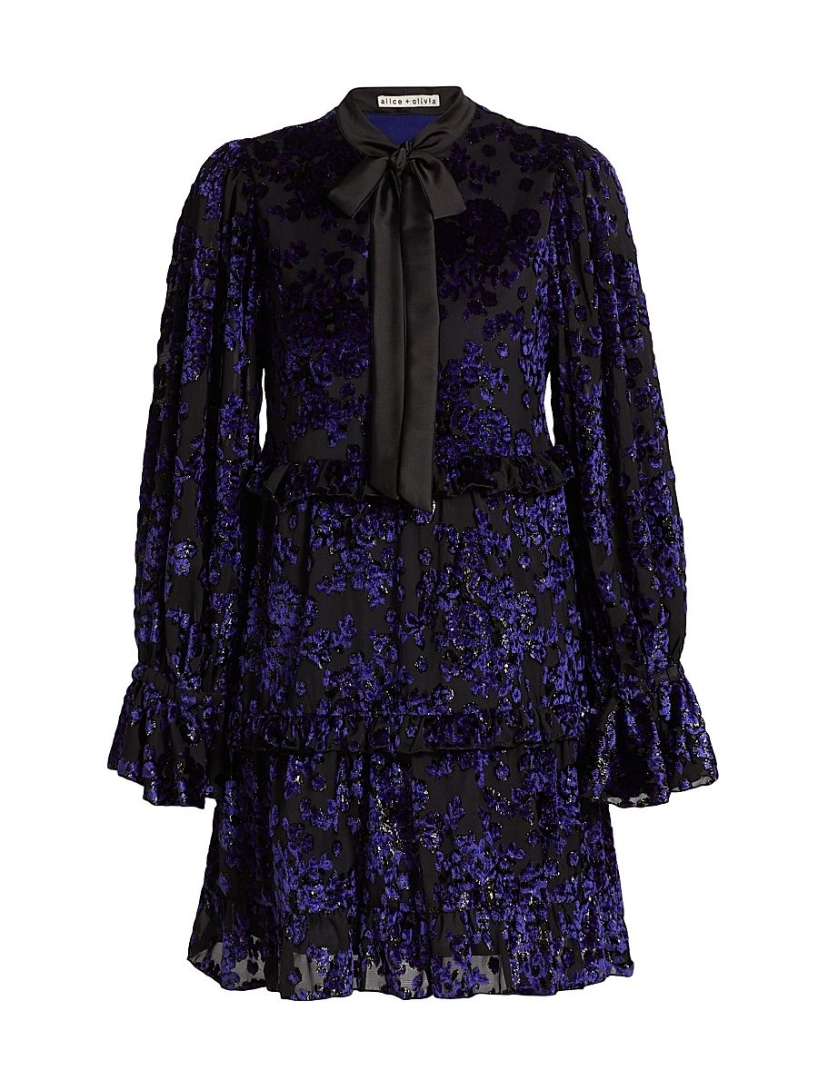 Women's Moranne Satin Tieneck Minidress - Midnight Blue - Size Large