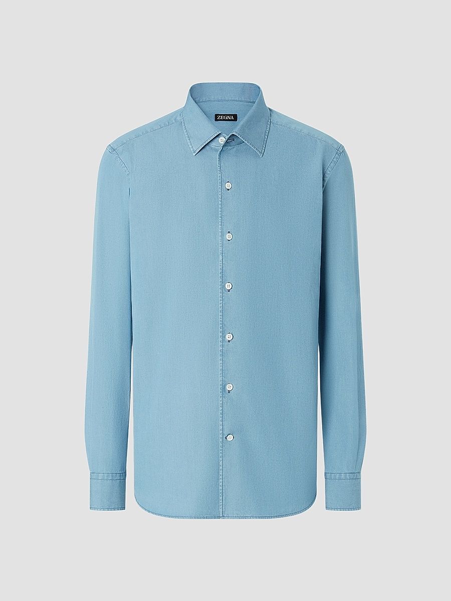 Men's Cotton Denim Shirt - Light Blue - Size XS