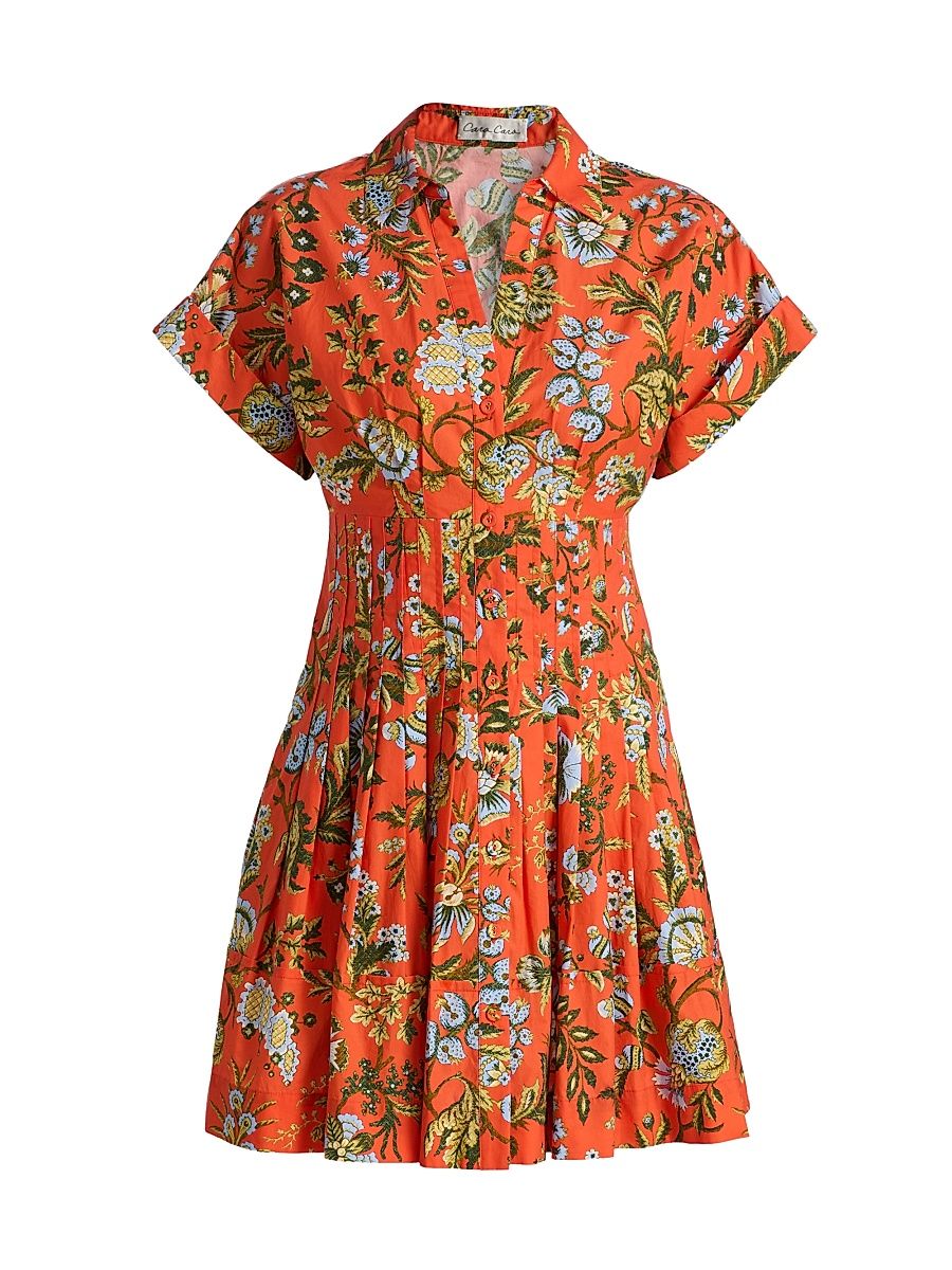 Women's Nash Floral Cotton Poplin Minidress - Clover Orange - Size XL