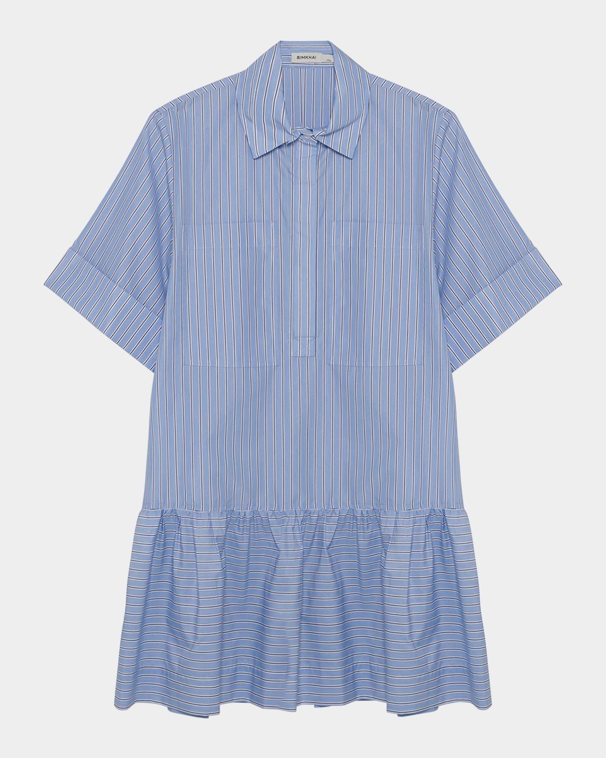 Cris Stripe Short-Sleeve Shirtdress