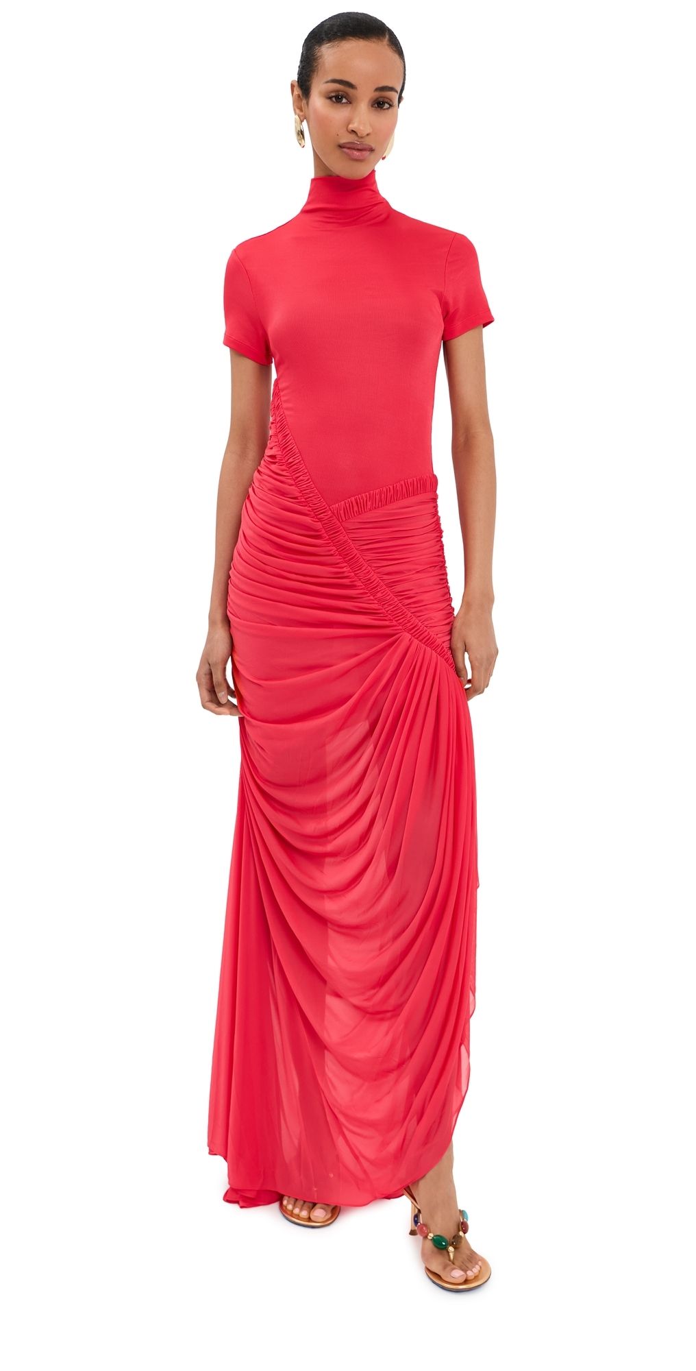 Christopher Esber Fusion Ruched Ripple Dress Watermelon 4
