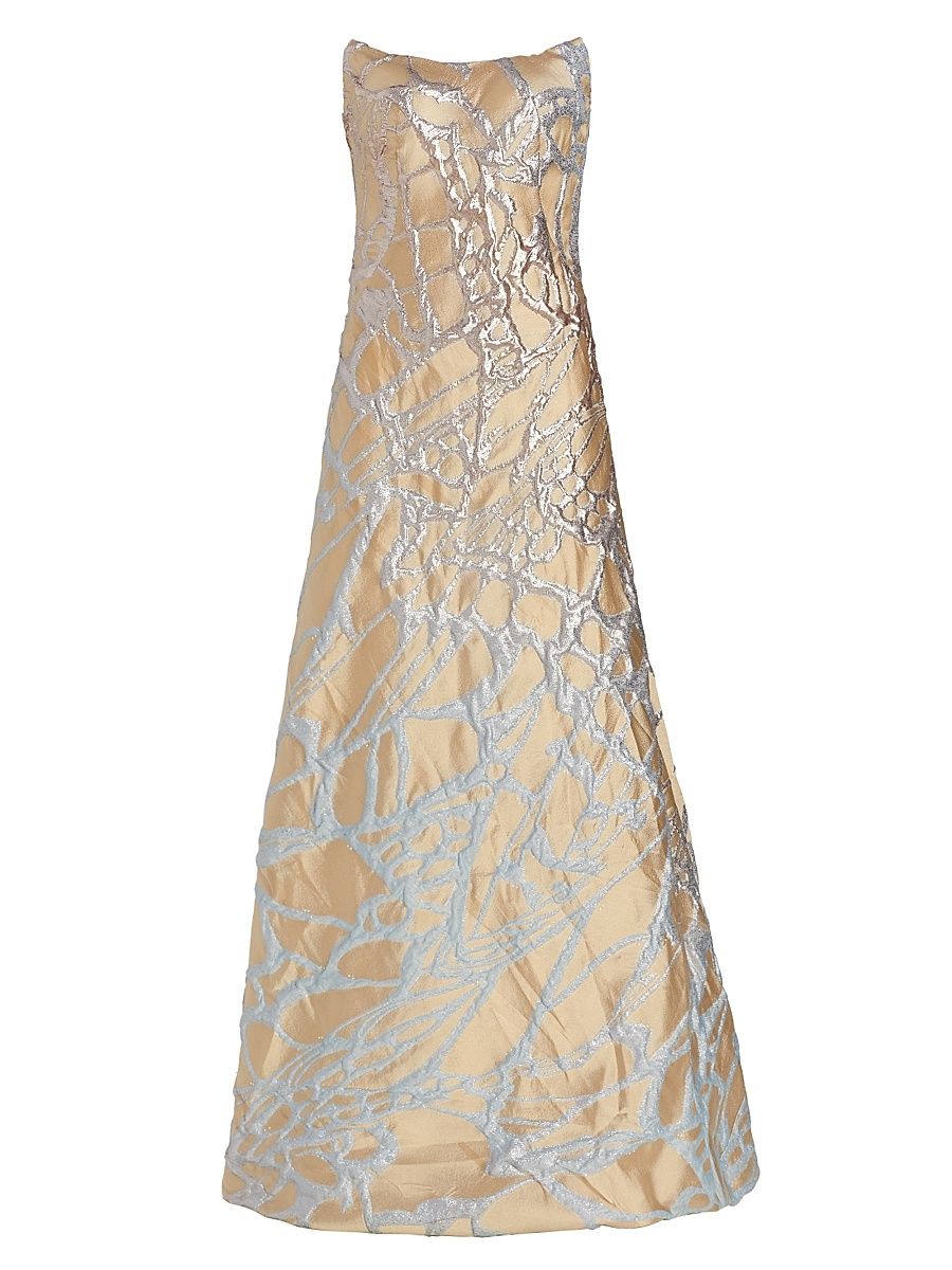 Women's Metallic A-Line Gown - Rose Gold Blue - Size 6