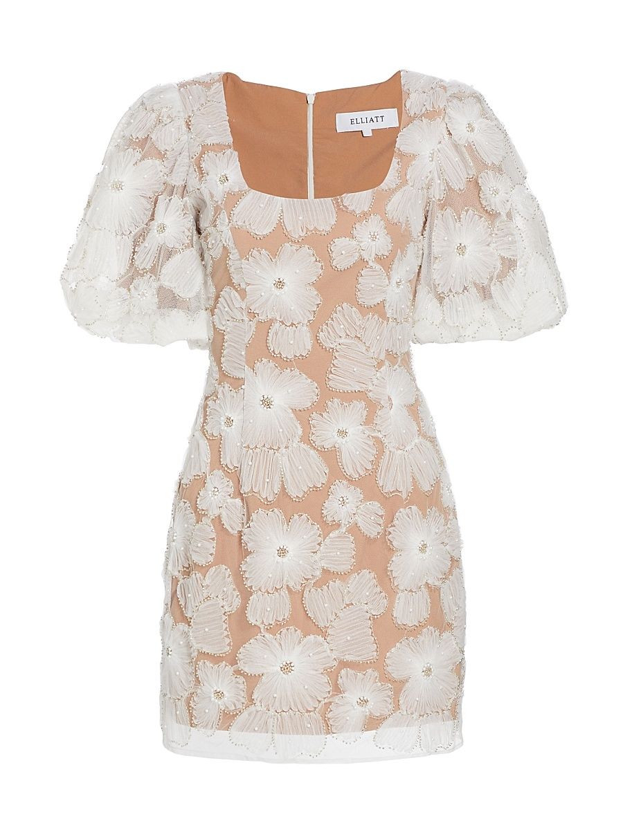 Women's The New Bride Bellamy Embellished Mesh Minidress - White - Size XL