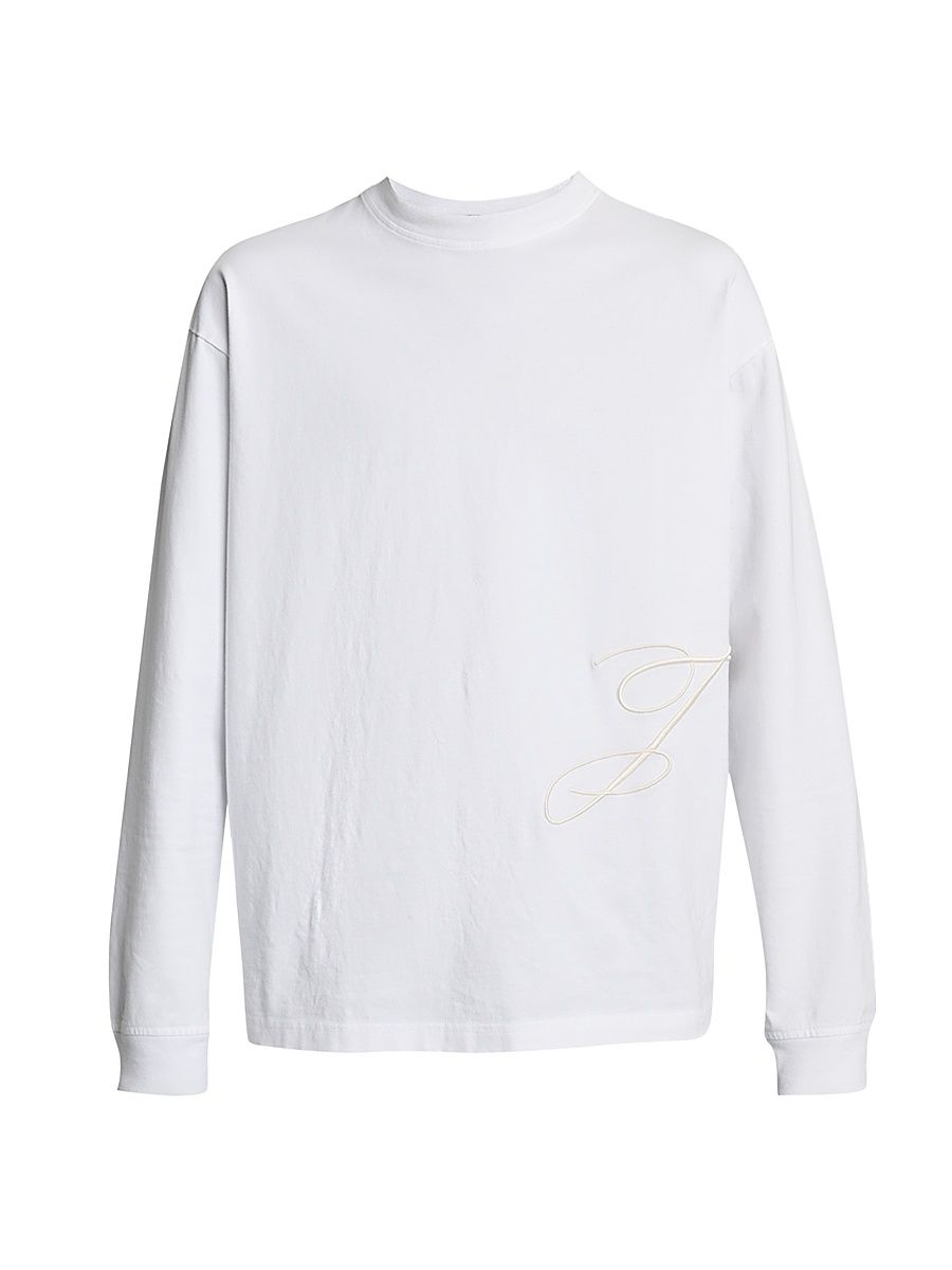 Men's J-Embroidered Long-Sleeve T-Shirt - White - Size XL