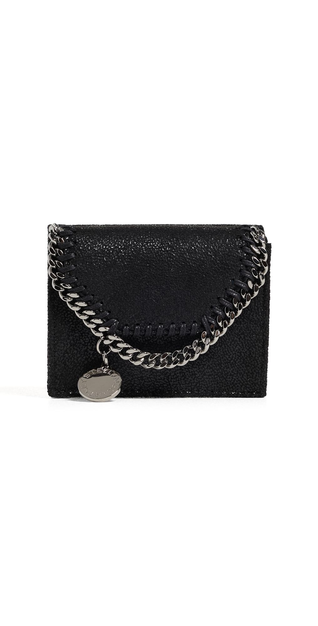Stella McCartney Falabella Trifold Wallet In Faux Shaggy Deerskin Black One Size