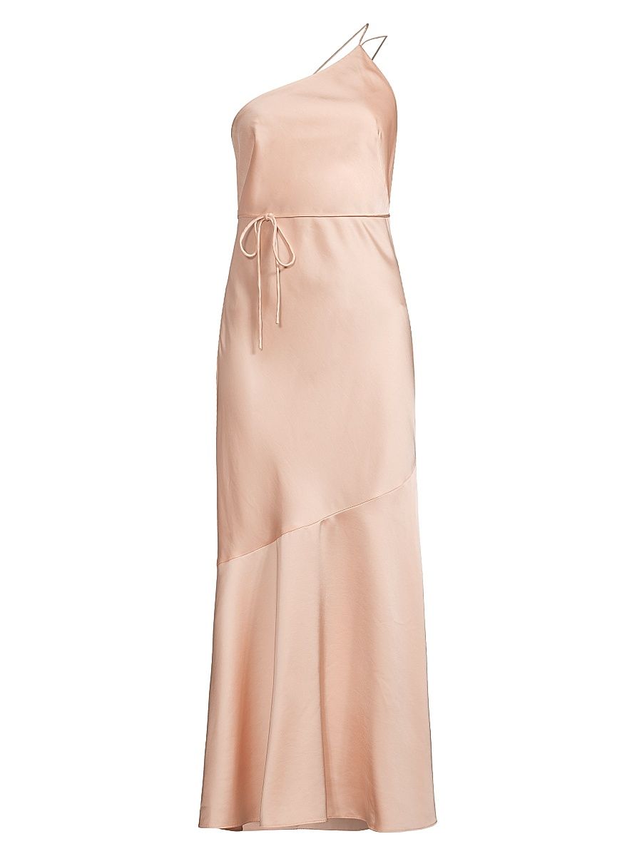 Women's Lana One-Shoulder Satin Midi-Dress - Ballet Pink - Size 10