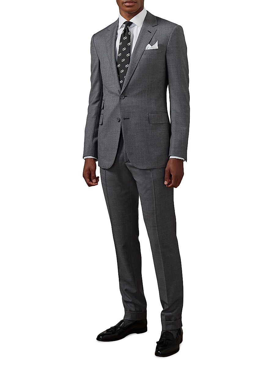 Men's Gregory Wool Single-Breasted Suit - Grey Multi - Size 50