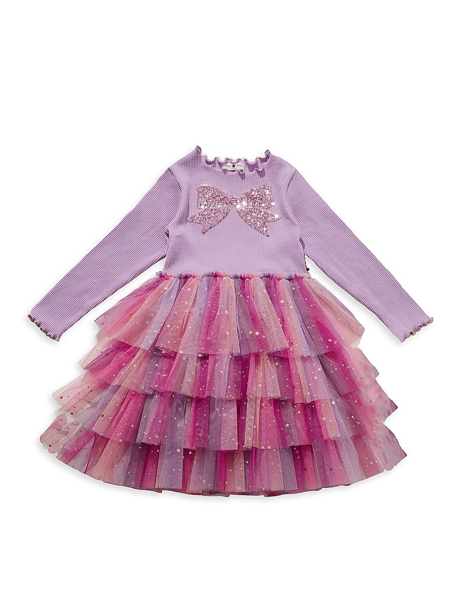 Baby Girl's, Little Girl's & Girl's Bow-Accented Tiered Tutu Dress - Purple - Size 10