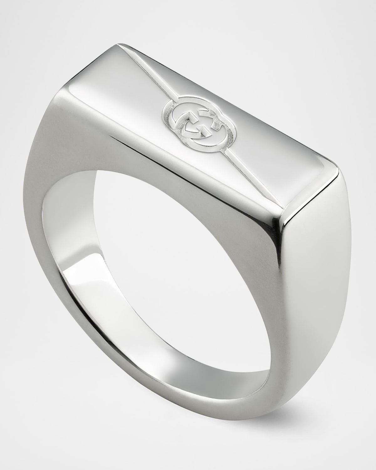 Men & apos;s Gucci Tag Ring Chevalier, 7.5mm Silver