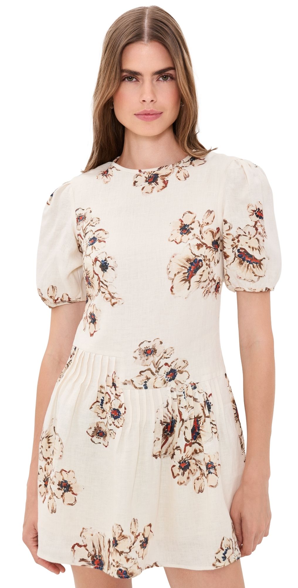SIR. Freja Puff Sleeve Linen Mini Dress Rosetta 3