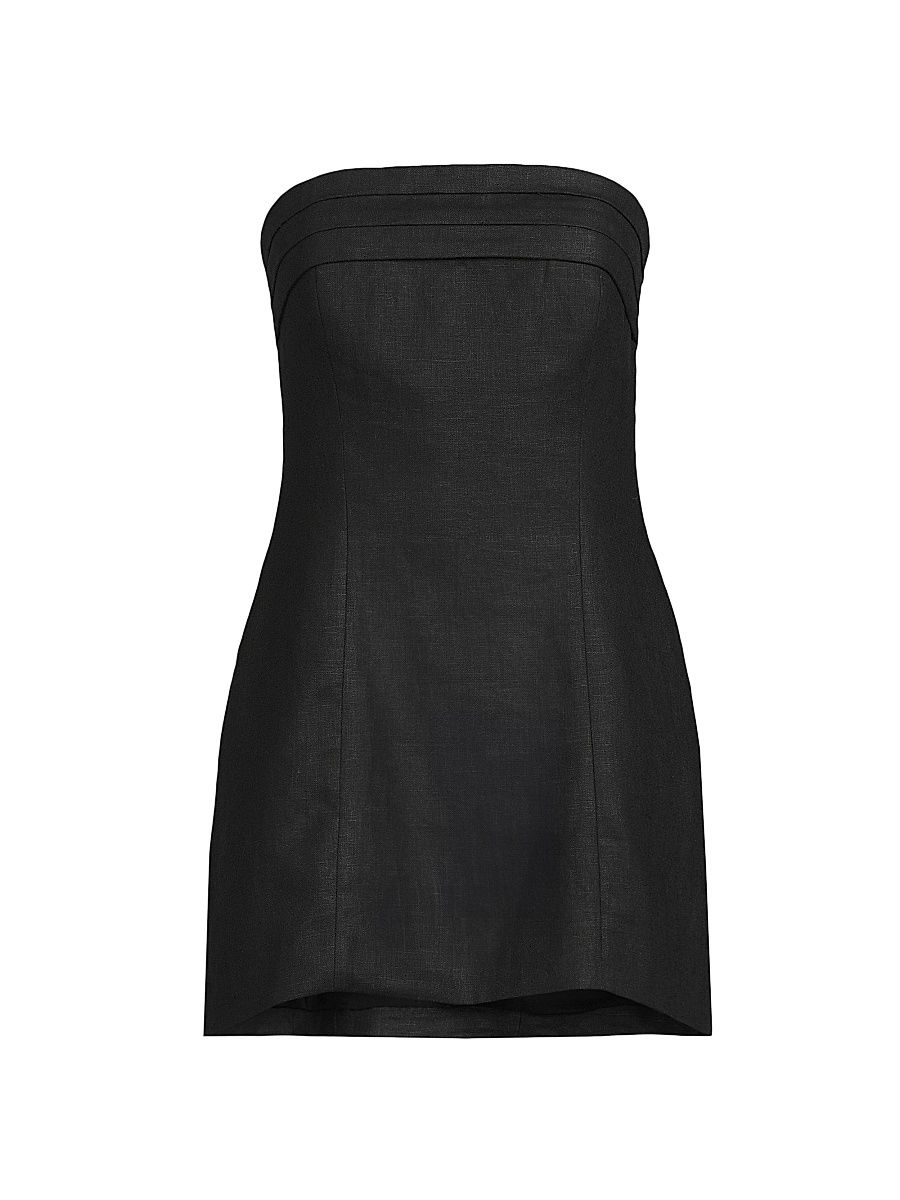 Women's Fleuri Linen Strapless Top - Black - Size Large