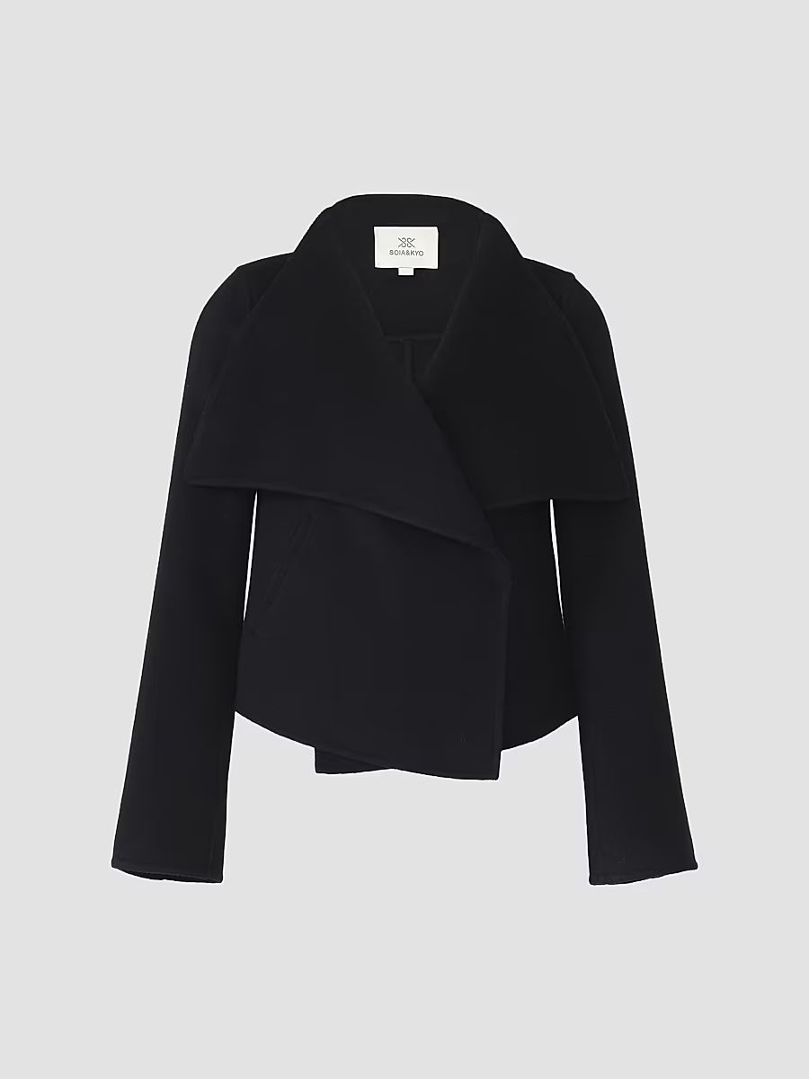 Women's Bree Double-Face Wool-Nylon Wrap Jacket - Black - Size Small