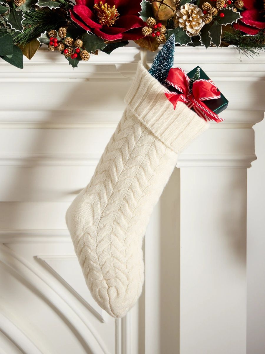 Sofia Cashmere Cash Christmas Stocking - Ivory