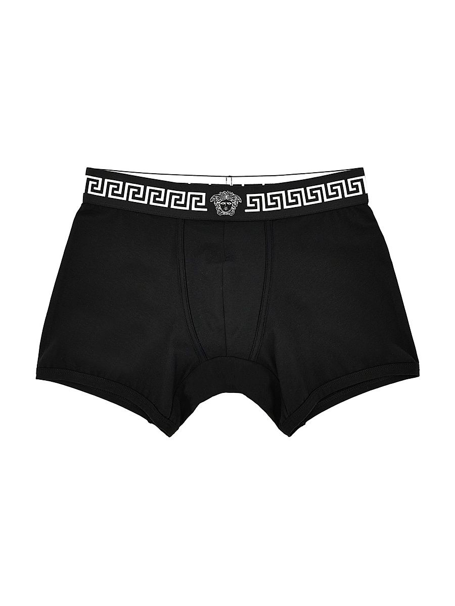 Men's Greca Medusa-Head Jersey Boxer Brief - Black - Size Small