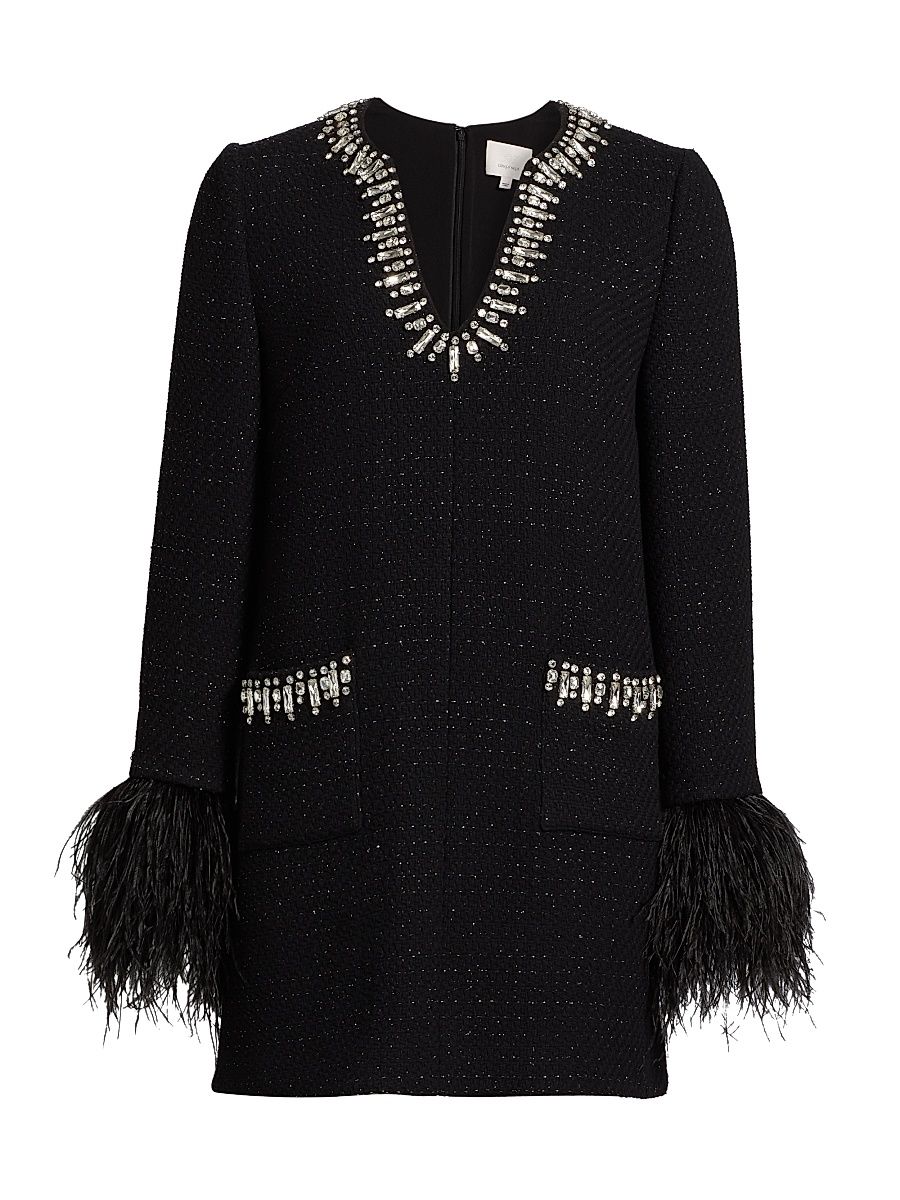 Women's Kas Embellished Bouclé Minidress - Black - Size 2