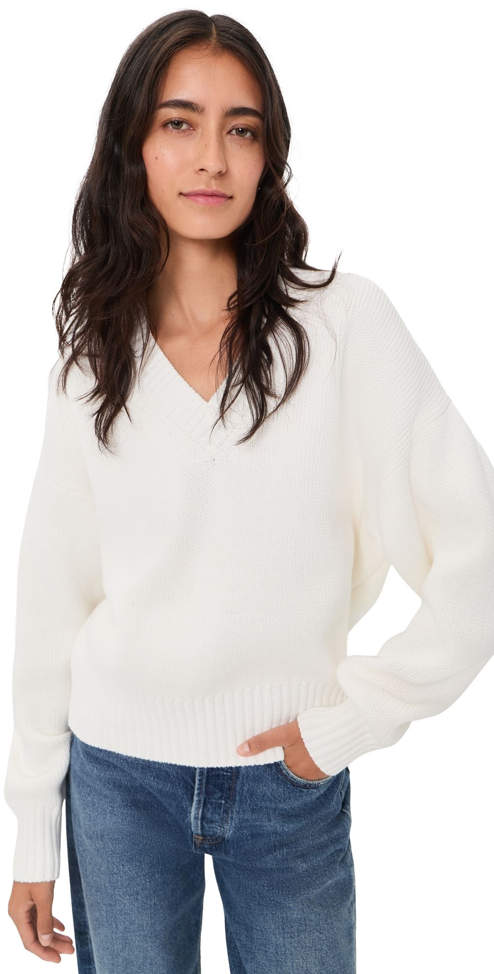Pistola Nika Heavyweight V Neck Sweater White S